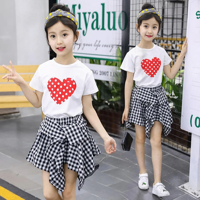 Camiseta blanca para nina traje de falda a cuadros para nino ropa para nina trajes para nina adolescente conjunto de ropa para nino de 8 a 10 anos