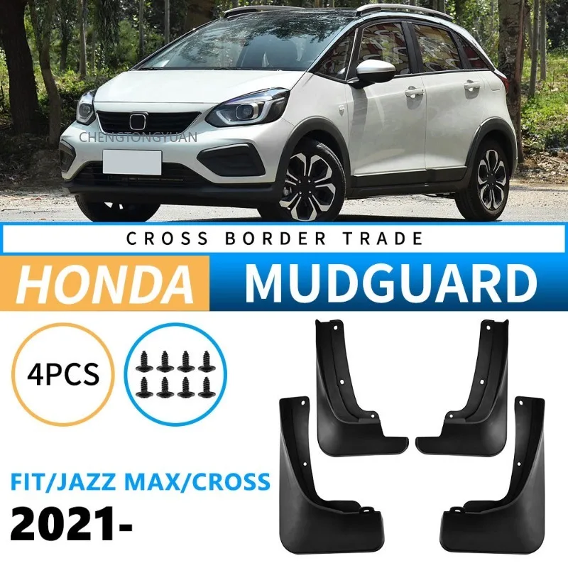 Mud Flaps Set of 4 for Honda Fit Jazz MAX CROSS 2021 Car Accessories Fender Splash Guards Mudguard Black ABS Protective Styling