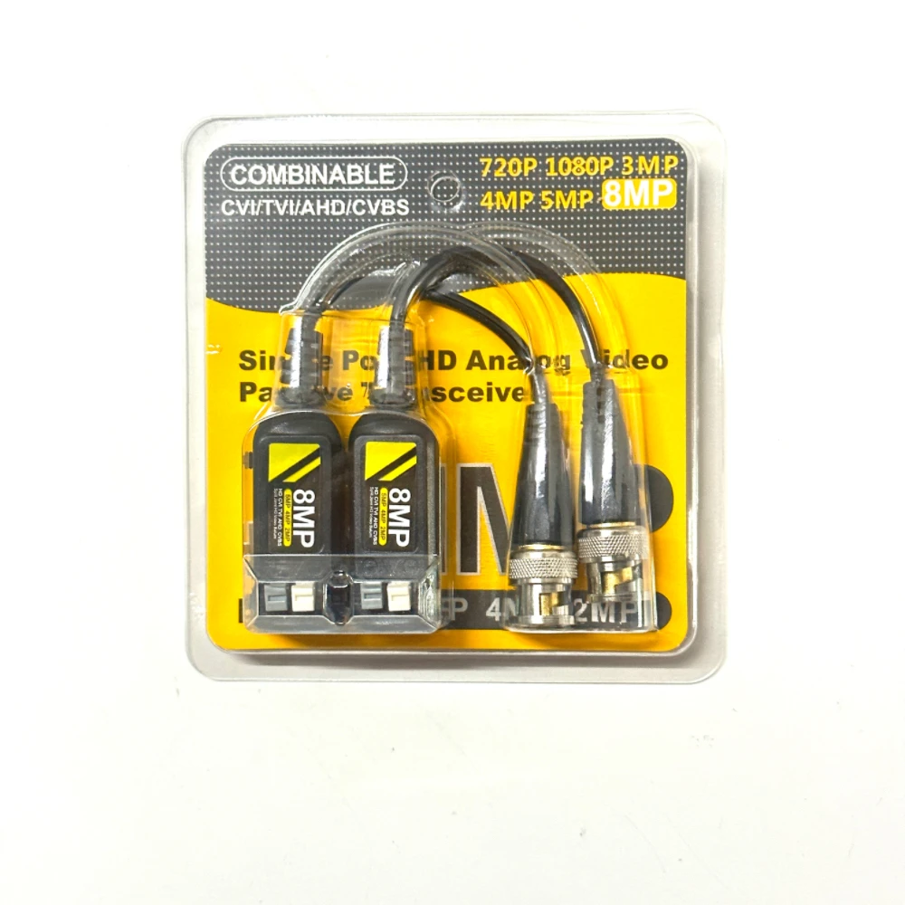 8MP BNC Video Balun Connector Transmission Twisted Pair Transmitter Cctv Cable Support HD 8MP AHD/CVI/TVI Camera