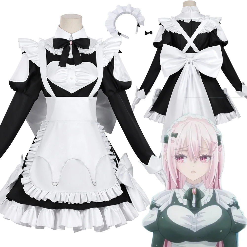 

Momono Playing Death Games to Put Food on the Table Cosplay Costume Dress Maid Outfit Headwear Halloween Women Clothing Carnival