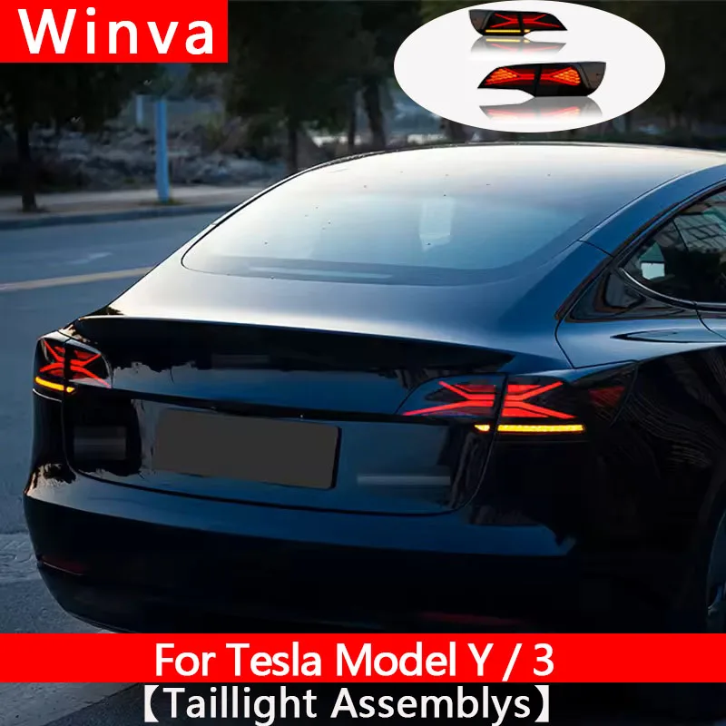 

Задние фонари Winva для 2017 18 19 20 21 2022 Tesla Model 3 Model Y RGB Автомобильный запуск Анимация Задний фонарь X-men Задние фонари в сборе