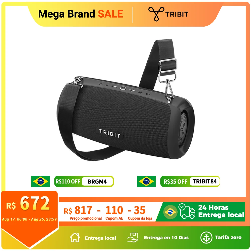 TRIBIT StormBox Lava 80W Alto-falante Bluetooth portátil Powerbank embutido, controle de APP, IP67 à prova d'água para exterior, camping, festa