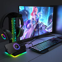 RGB Headphone Bracket 10 Lighting Effects Headset Display Stand Desktop Organizer Headphone Stand Holder Rack for Table Supplies