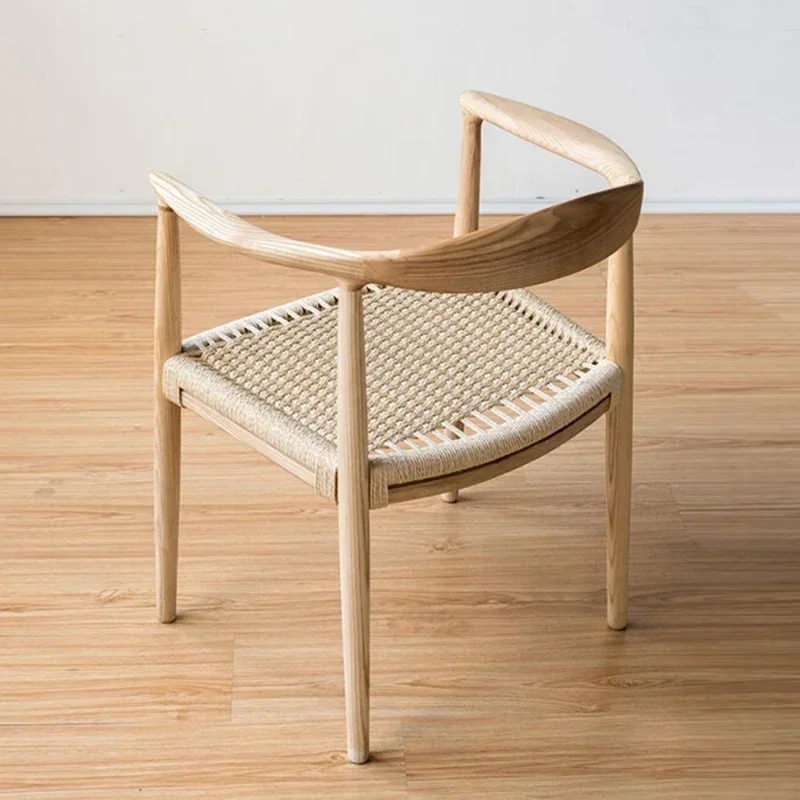

Beige Rattan Dining Chairs Wood Nordic Comfortable Bedroom Lounge Chair Designer Clear Minimalist Furniture