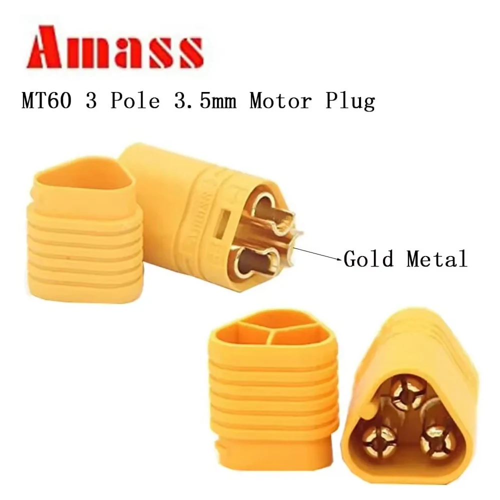 10 Paar AMASS-Steckverbinder MT60 3,5 mm 3-poliger Bullet-Steckverbinder männlich und weiblich für RC ESC an Motor JUN5-A