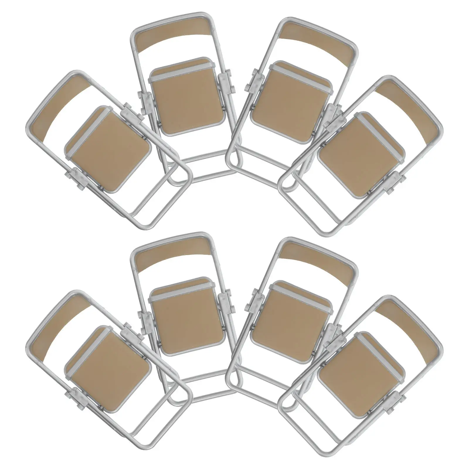 

8Pcs Authentic Mini Folding Chairs Dollhouse Miniature Furniture Compact Portable Foldable Chair Phone Stand Home Cafe Decor