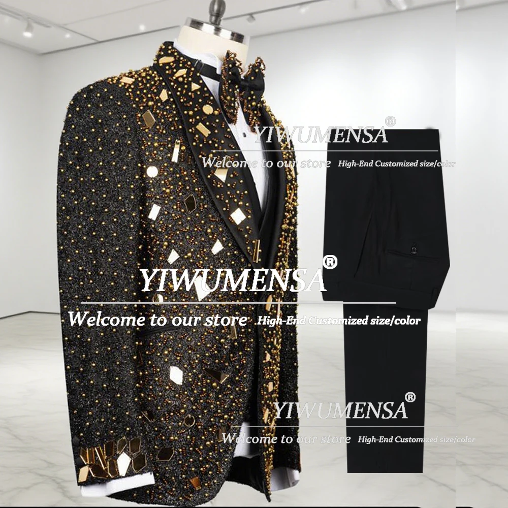 

Unique Design Wedding Suits For Men Customized 3 Pieces Sets Costume Homme Single Breasted Shawl Label Groom Banquet Tuxedos