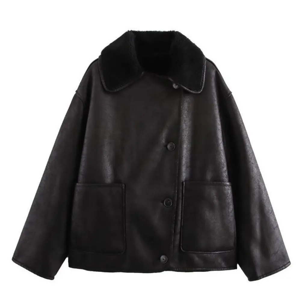 

Autumn New European American Style Loose Jacket Coat Women's Button Decoration Double-Sided Fashion Outerwear 3548246