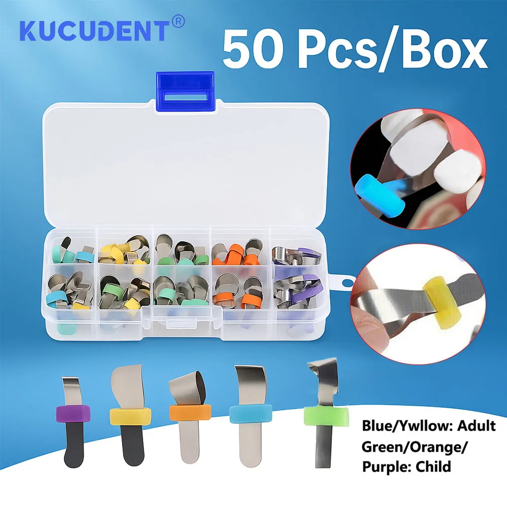 

50 Pcs Dental Forming Sheet Retainerless Metal Matrices Sectional Contoured Matrix Orthodontic Tetth Filling Dentyist Materials