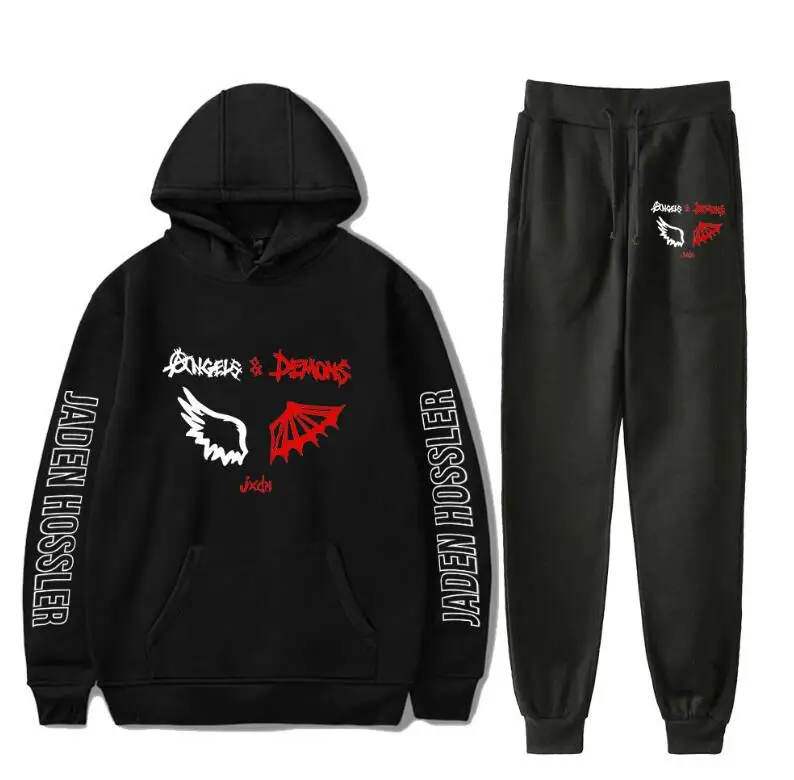 Jxdn-Conjunto Jxdn de 2 peças de treino masculino e feminino, capuz de manga comprida, calças jogger, streetwear unissexo e calças