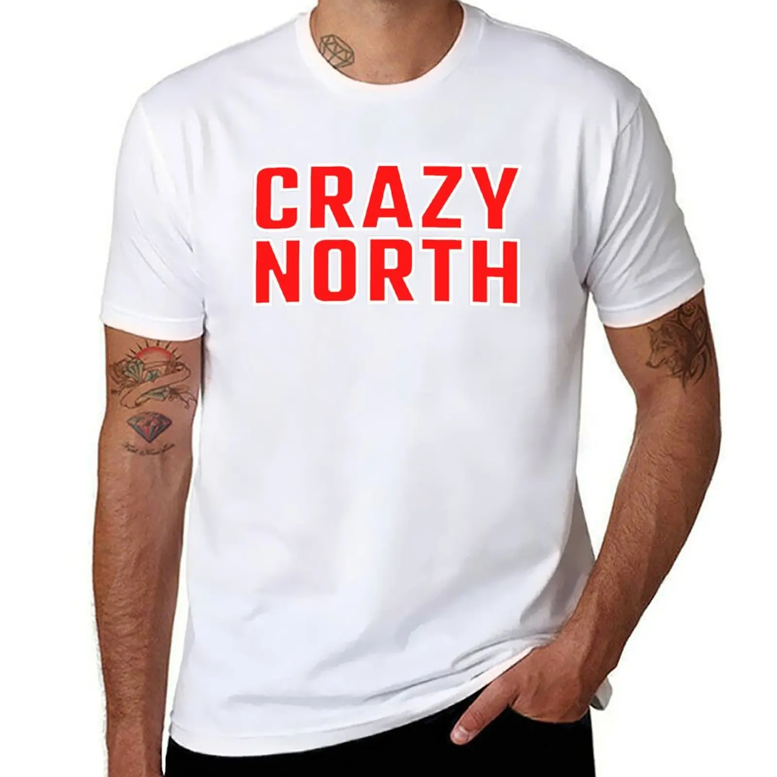 

Crazy North Red Text / Red Star Belgrade Fans T-Shirt cotton t shirt man mens graphic t shirts T-Shirt