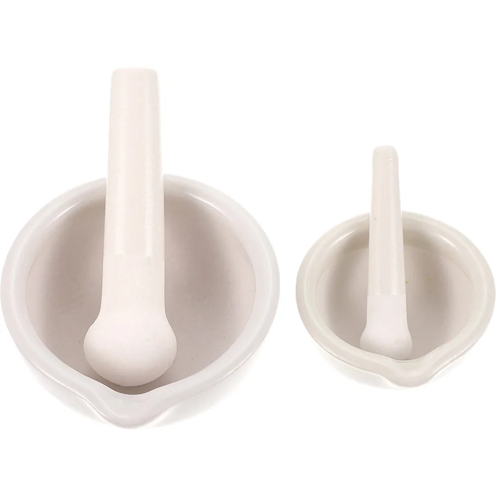 

2 Sets Ceramic Mortar Pestle Household Grinding Bowls Medicine Spice Garlic Crusher Bowls for Kitchen Restaurant