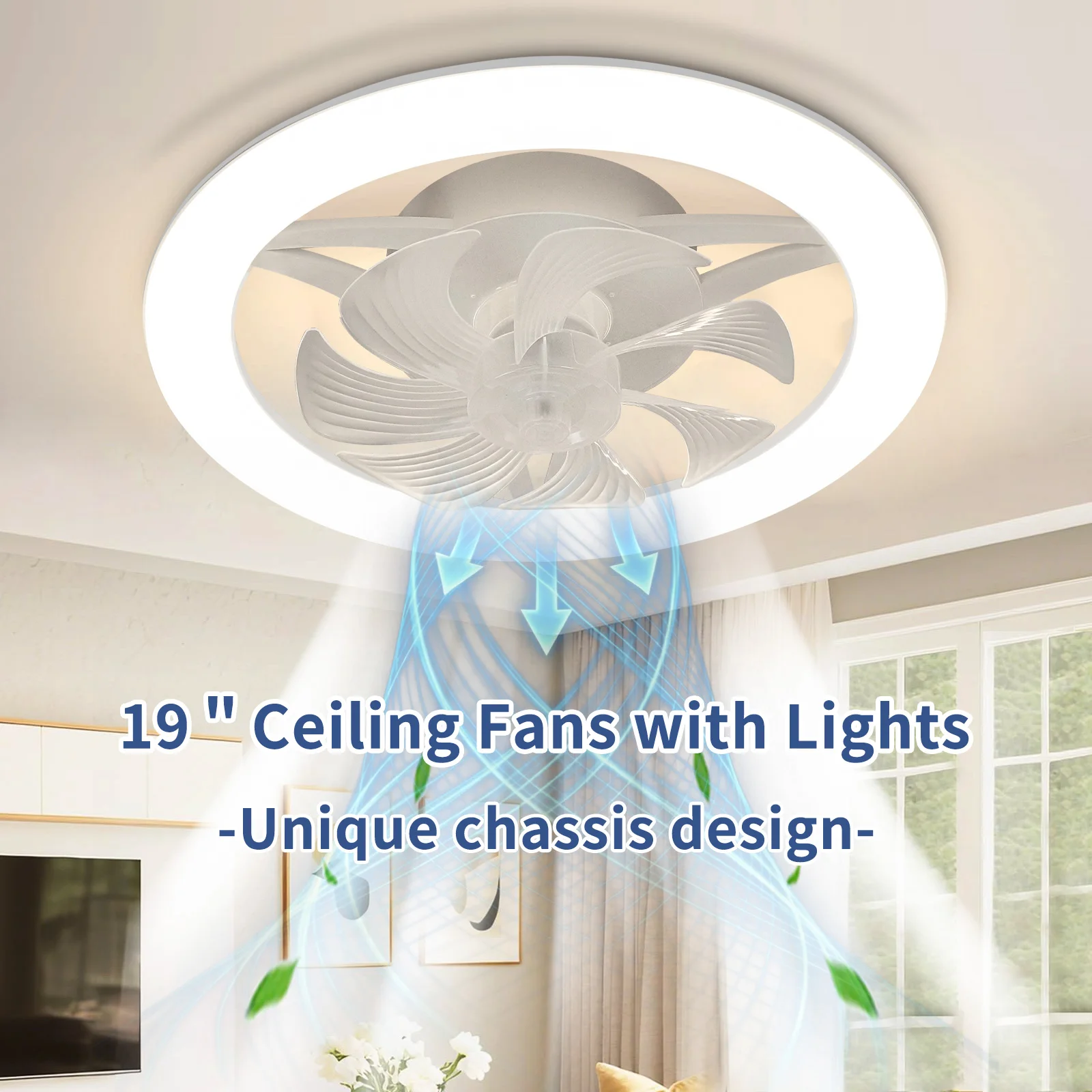 

LED Modern Embedded Ceiling Fan with Lights, Remote Dimming, Silent Bedroom, Living Room, Kitchen, Home Decoration Fan Lights