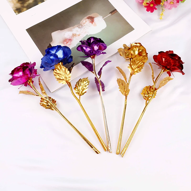 Regalo di san valentino per l'anniversario dei fiori di rosa d'oro placcato oro 24k