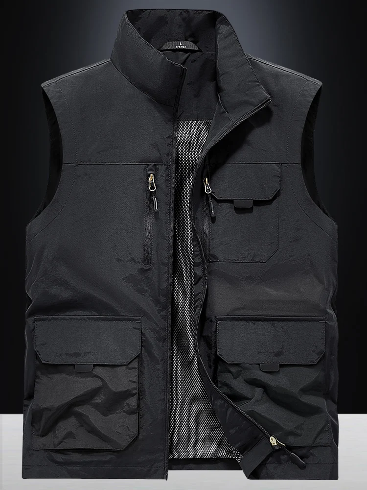 

Мужской повседневный тонкий жилет для работы, свободный крой, осенний, в стиле милитари, из нейлоновой ткани, удобный, дышащий
