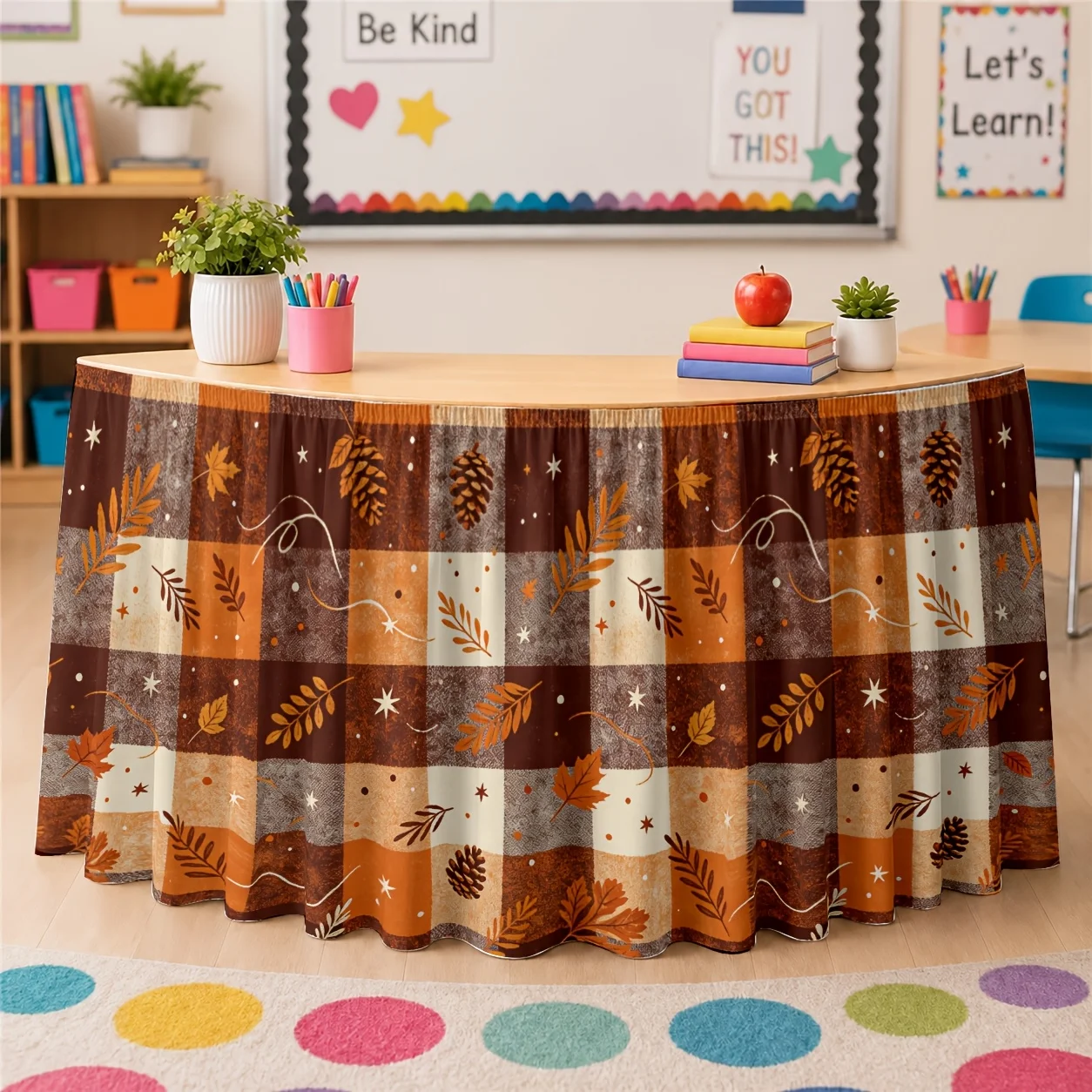 Fall plaid pattern for comfortable fall pies, Thanksgiving celebrations and harvest season tablecloth dresses 1-piece