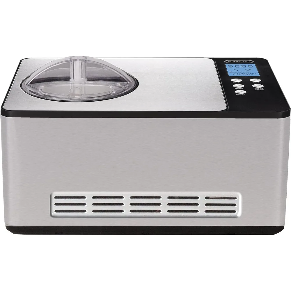 Cream Maker Machine Automatic 2.1 Qt with Built-in Compressor, LCD Digital Display & Timer, No Pre-Freezing, ICM-200LS