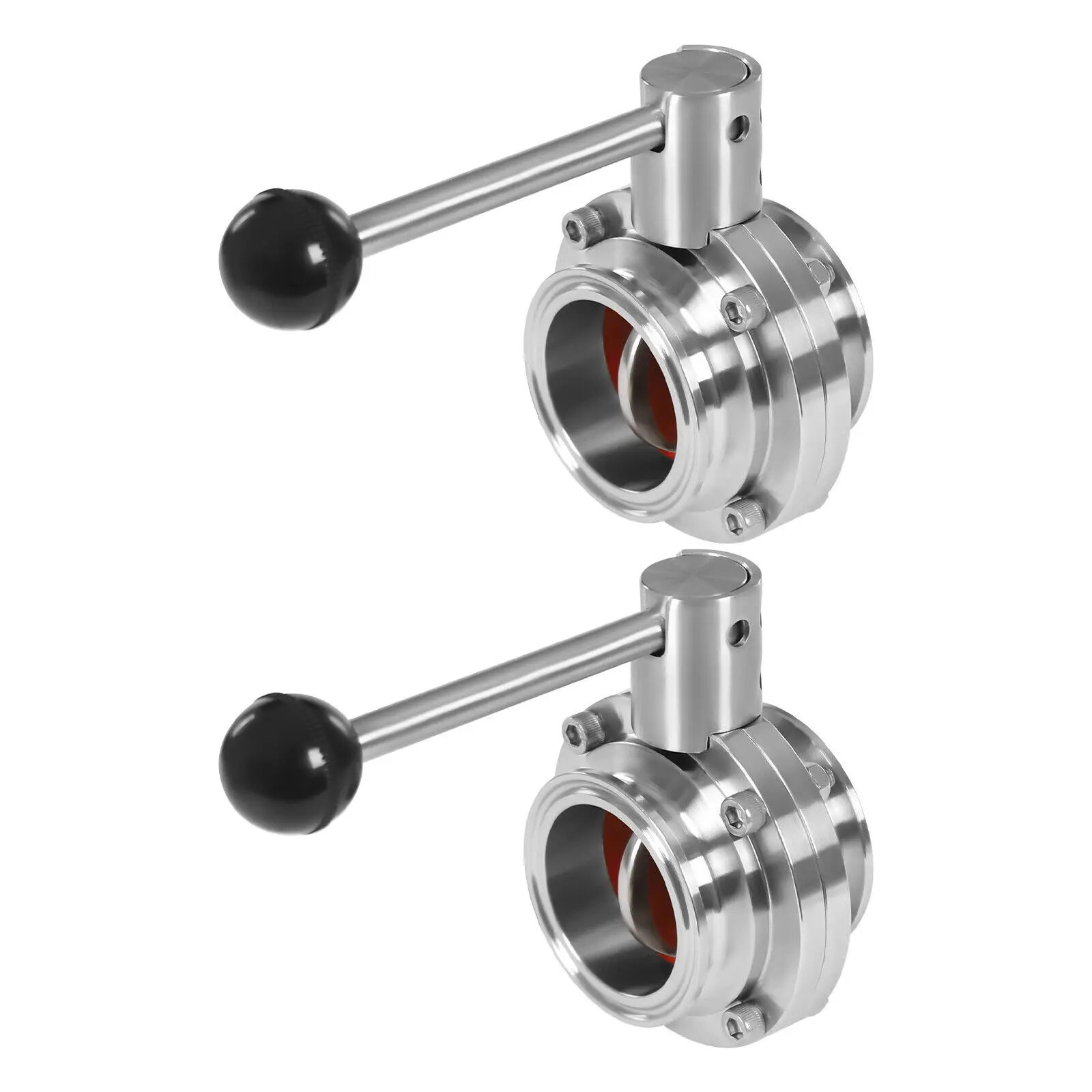 2 stuks buitenste φ6,4 cm/2,52 inch binnenste φ4,8 cm/1,89 inch vlinderklep 1,6 MPa met handvat