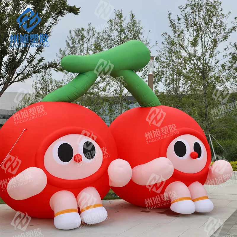 

Red lucky inflatable cherry cute fruit cartoon doll double sweet cherry for summer fruit drink carnival advertising