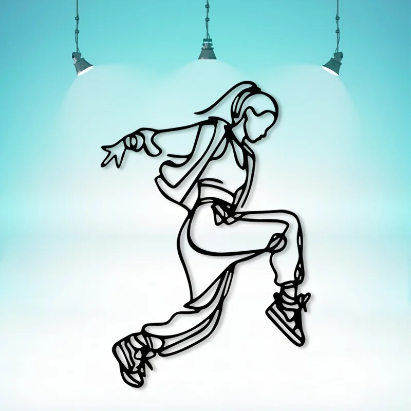 1 Hip Hop Dancer Metal Wall Art Decoration - Dynamic Destruction Dance Poses and Sneakers 1pc
