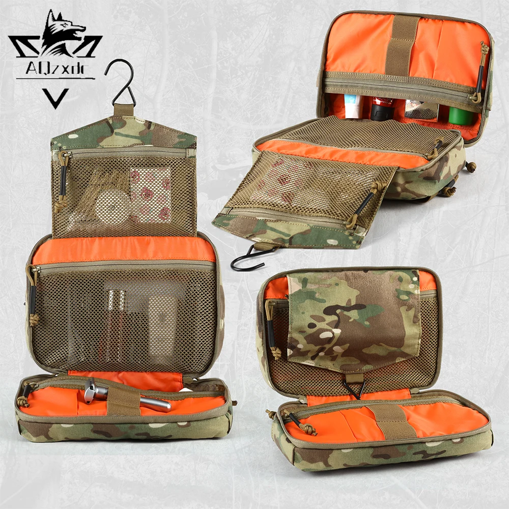 

Tactical Travel Toiletry Bag Large Capacity Foldable Expansion Hanging Men's Toiletry Small Pack With Hook for Hunting Camping
