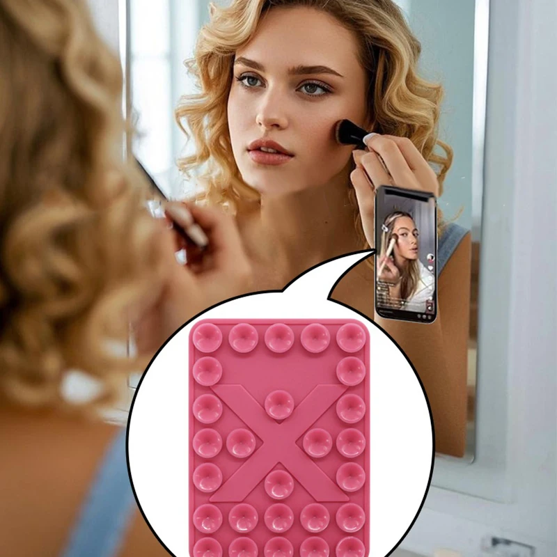 Double Suction Cup Phone Holder Detachable Silicone Back Sticky Phone Stand For Phone Fixture Selfie Video Airplane Travel Mount