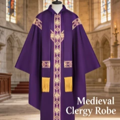 

Muslim Medieval Robe Priest Clergy Prayer Clothing Cape Stage Performance Costume Cosplay Outfit for Men Women