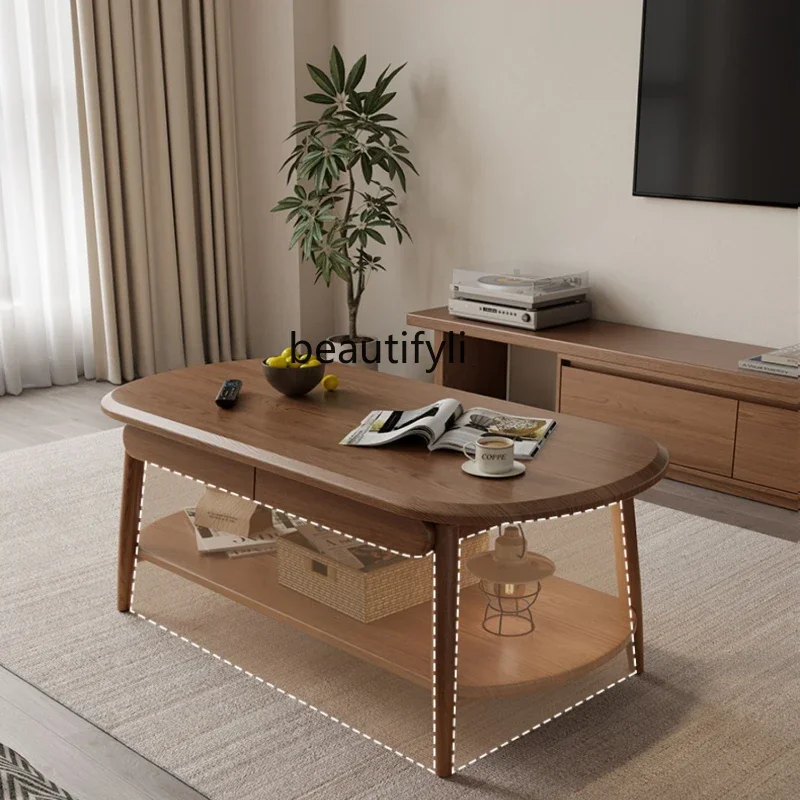 

Solid wood coffee table living room home, new light luxury high-end small apartment minimalist new Chinese TV cabinet