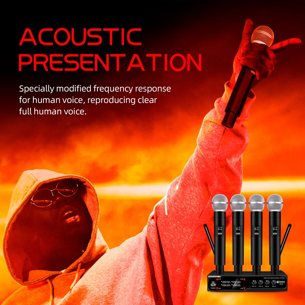 Debra VM304 نظام ميكروفون لاسلكي مجموعة ميكروفون محمول كتل الضوضاء بشكل فعال لكاريوكي الأسرة خطابات الزفاف