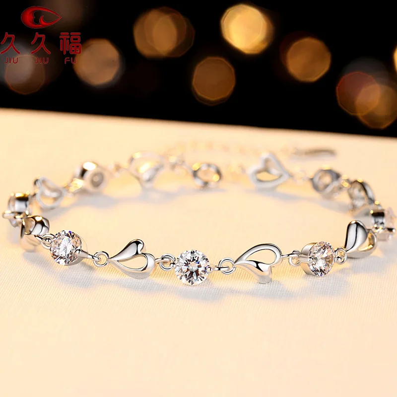 Fashion Heart Shaped Diamond Bracelet for Women, PT950 Platinum Plus Moissanite, upgrade your daily outfit collocation.