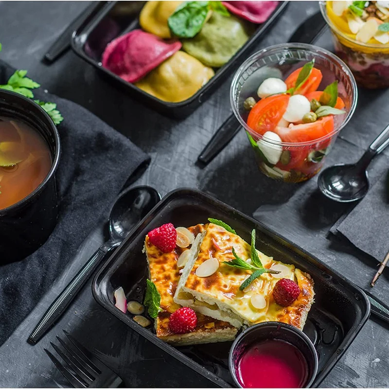 Contenitori per la preparazione dei pasti da 50 pezzi Contenitori per alimenti riutilizzabili da portare Scatole Bento in plastica Scatola per il pranzo per la conservazione degli alimenti-A09G