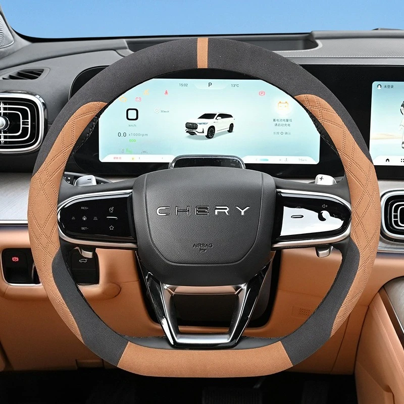 Ultra‑Thin Suede Car Steering Wheel Cover for Geely Coolray Emgrand Monjaro Tugella Okavango 2023 2024 2025 2026 Accessories