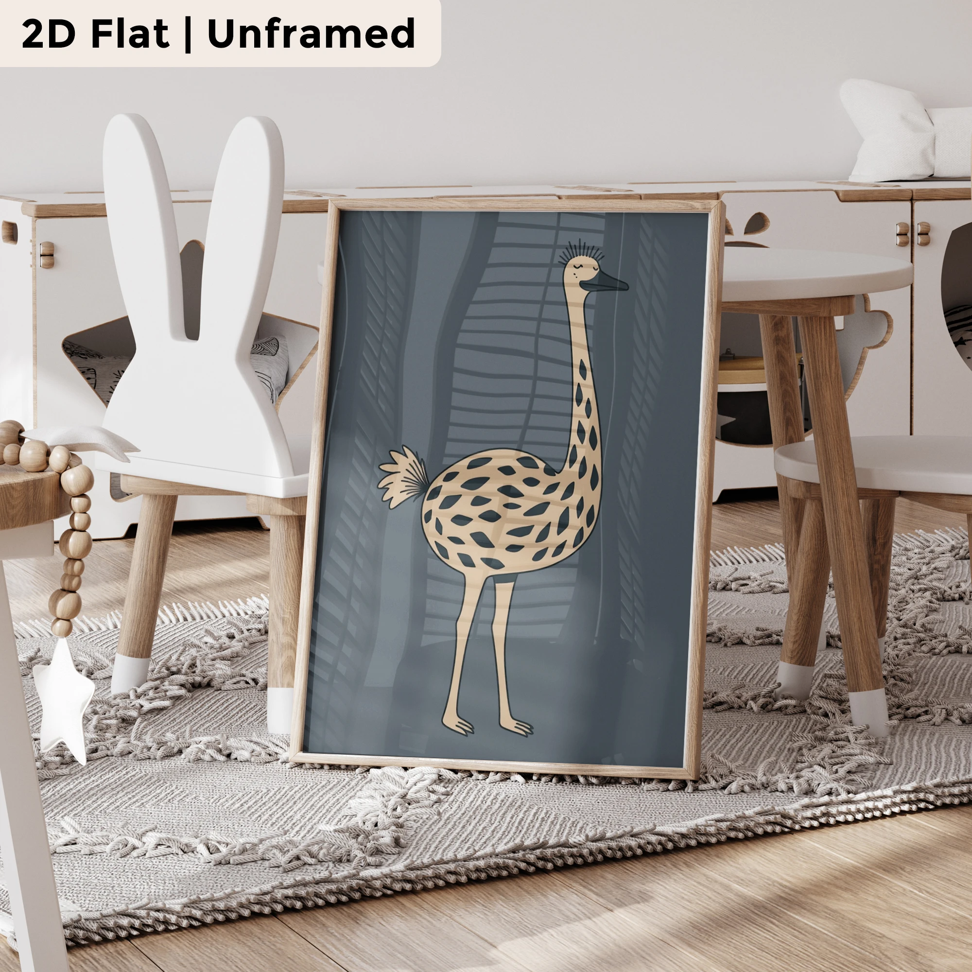3pcs Modern,Cartoon Lion, Ostrich Wall Art Print Canvas Painting Poster Picture For Living Room,Bedroom Home Decor