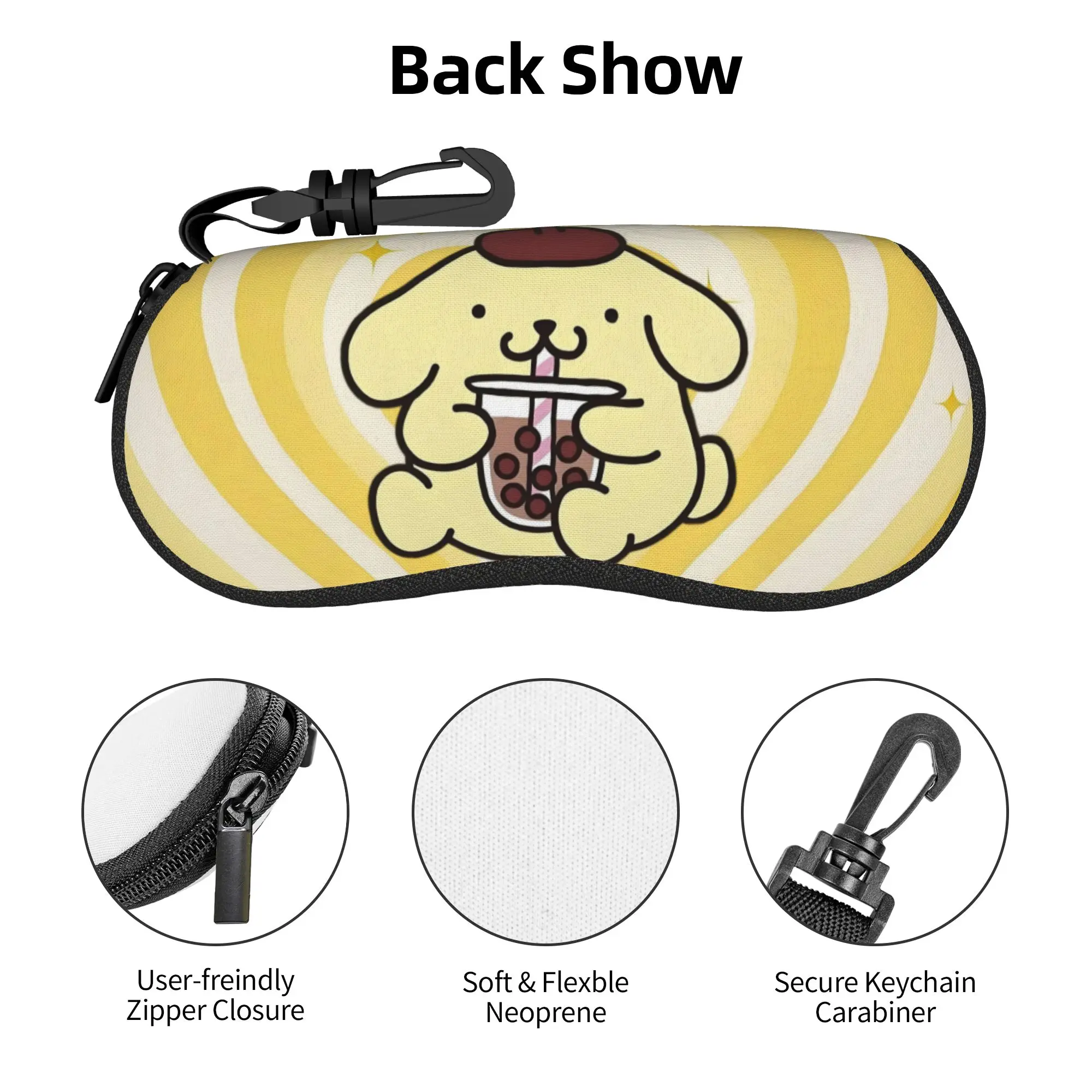 

Cartoon Pompompurin Glasses Case Portable Anime Cute Yellow Heart Shell Eyeglasses Case Sunglasses Box