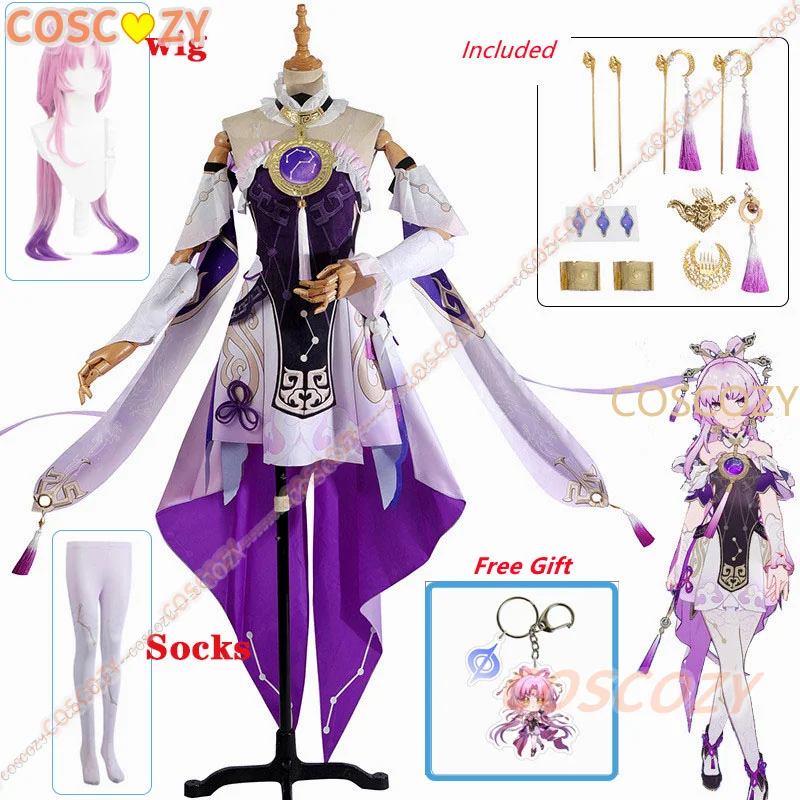 

Honkai:Star Rail Fu Xuan Cosplay Costume Ancient Style Hanfu Game Suit Purple Gorgeous Dress Uniform Halloween Party Outfit