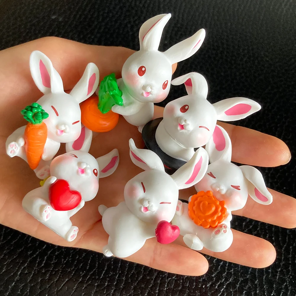 

6Pcs Easter Bunny Cupcake Toppers Micro landscape DIY Bonsai Carrot Cake Decor Happy Easter Spring Theme Birthday Party Supplies