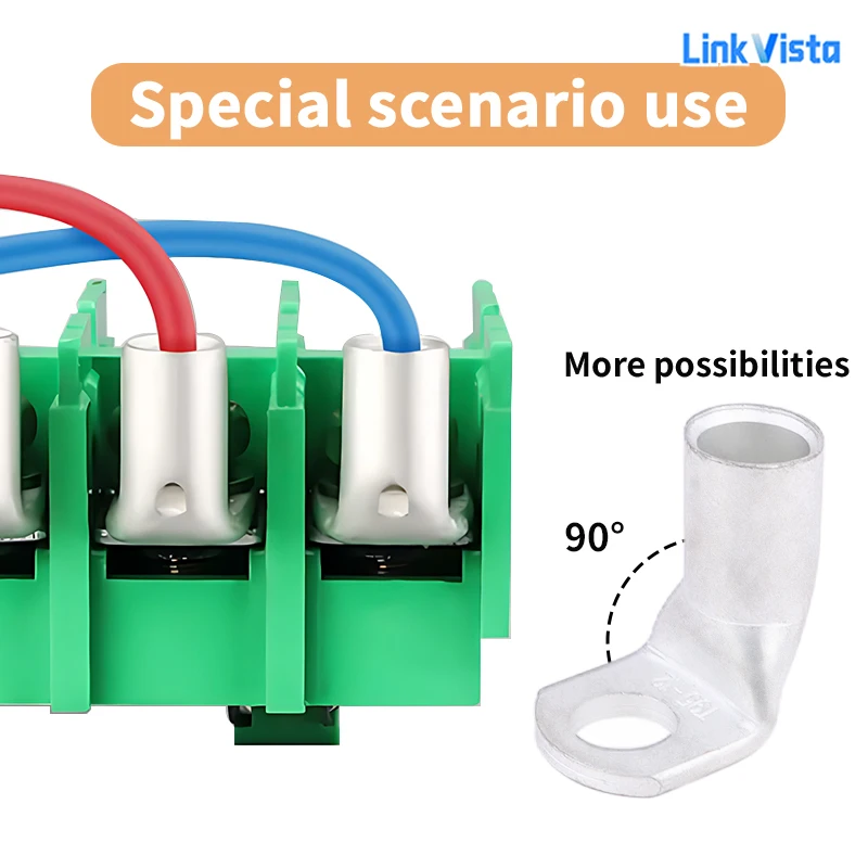 Right Angle L-Type Cable Lugs, Tinned Copper Crimp Connector Terminals T6-T25 for 4-10mm² (5-200 Pcs)Connectors & Terminals