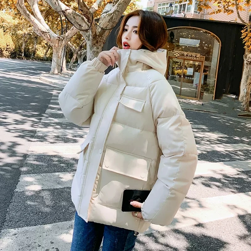 Veste à capuche pour femme, manteau court en coton, Style coréen, parka ample, vêtement d'extérieur épais et chaud, Chic, nouveau Style, automne hiver 2022