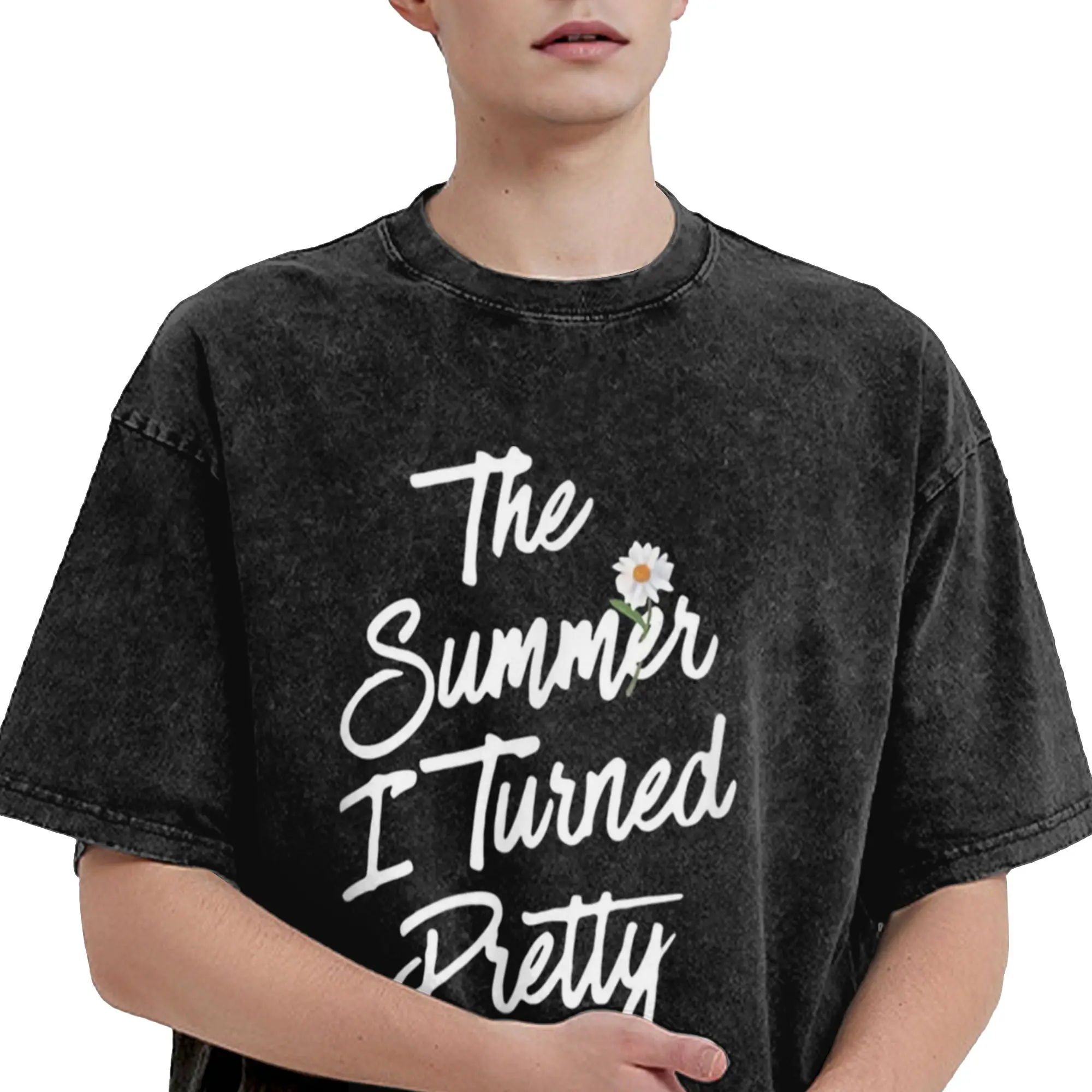 الصيف تحولت جميلة جيني هان تي شيرت قصير الأكمام بلايز خمر الصيف القطن طاقم الرقبة الملابس المتضخم