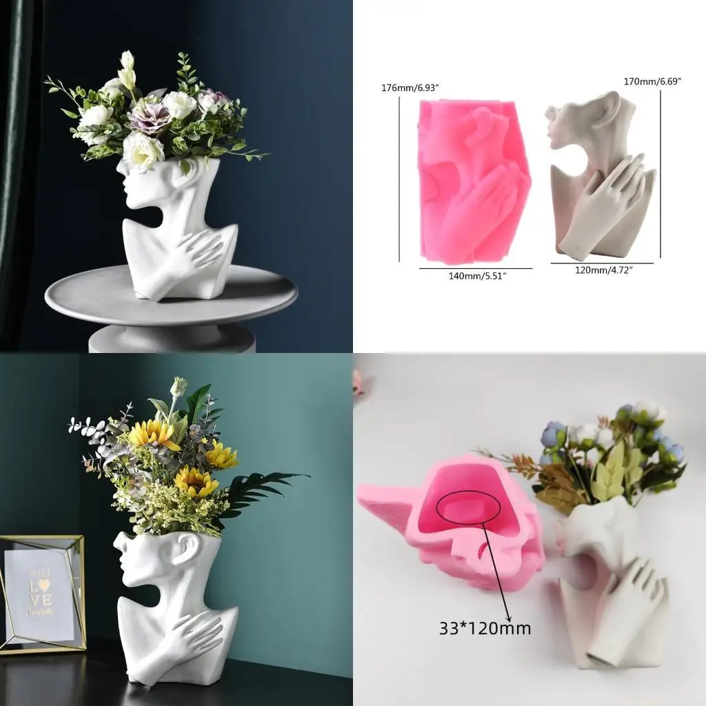 

D46E половина тела цветочный горшок форма для хранения посуды держатель для ручек форма для вазы DIY форма для домашнего декора