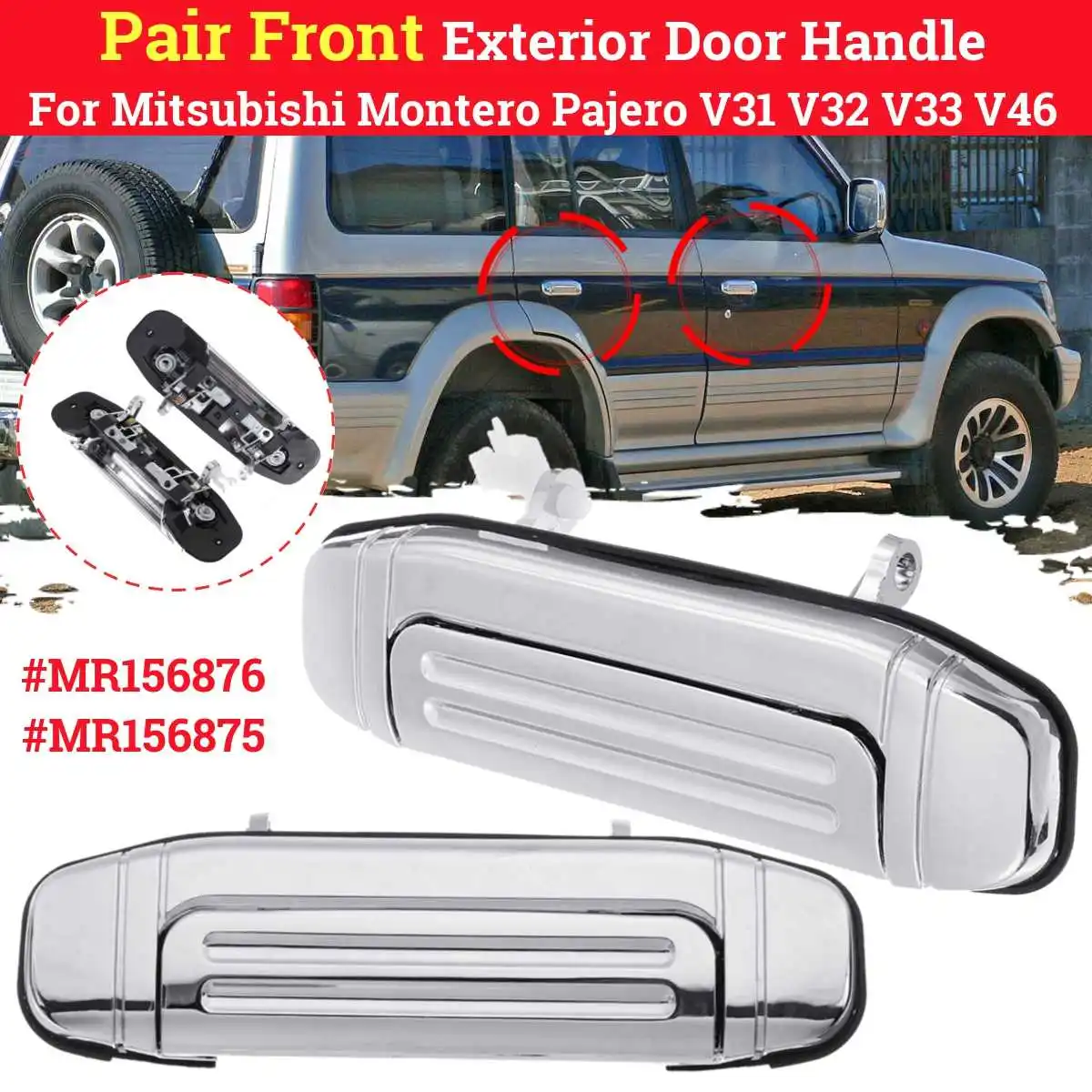 Rear 1 Pair Outside Door Handle Plating for Mitsubishi Montero Pajero V46 V31 V32 V33 V43 V45 V46 MR156877