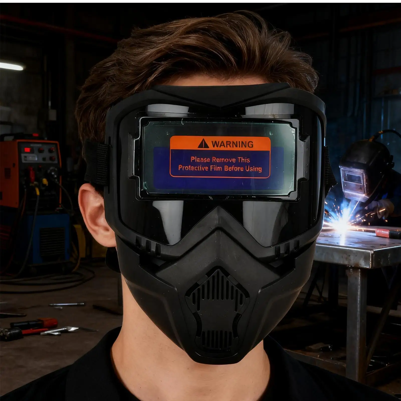 خوذة لحام معدات لحام السيارات سواد قبعة وهج حجب الوجه حامي ل قوس تيغ ميت البناء النجارة #2