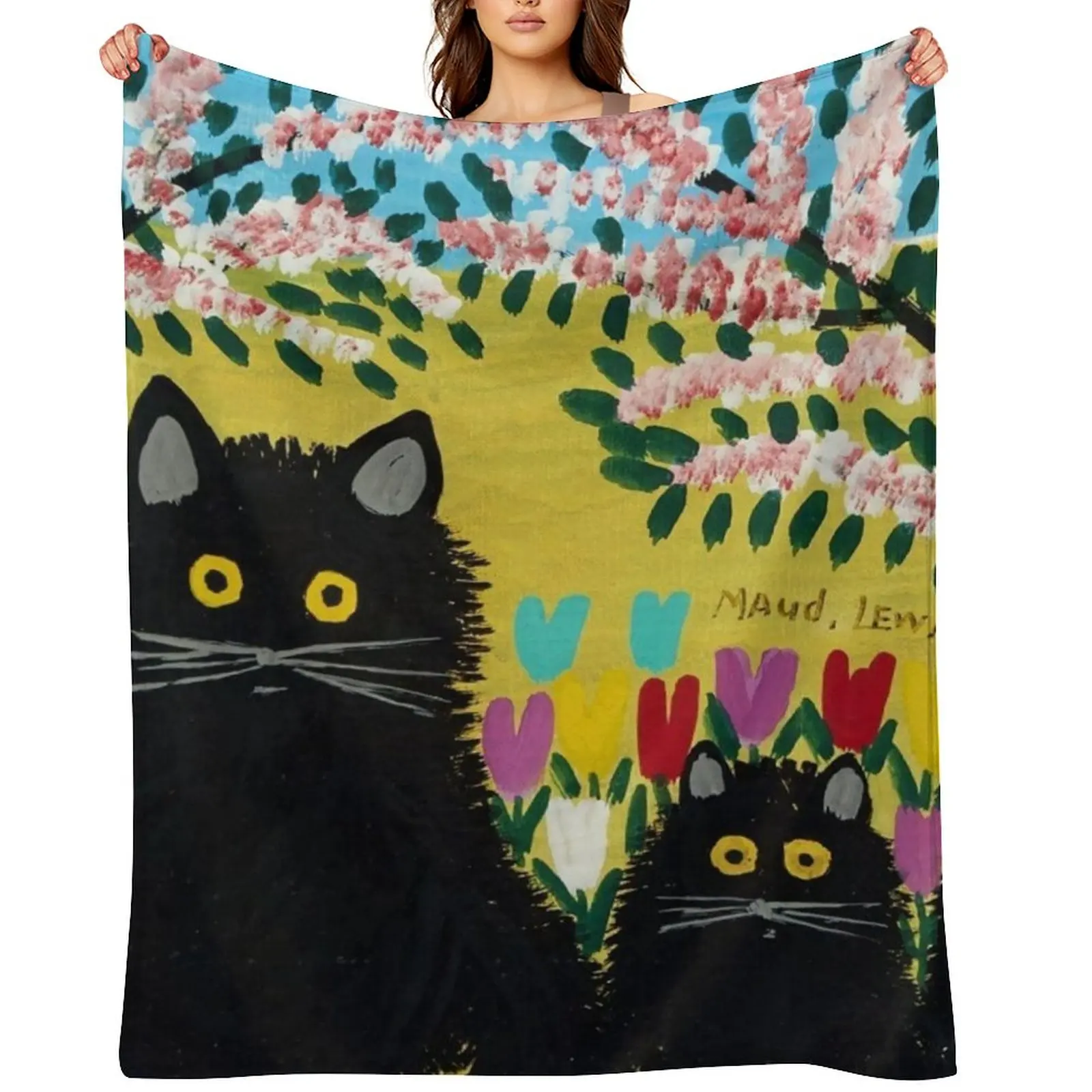 

Three Black Cats - Maud Lewis Throw Blanket Kid'S Decoratives Bed linens Moving Blankets