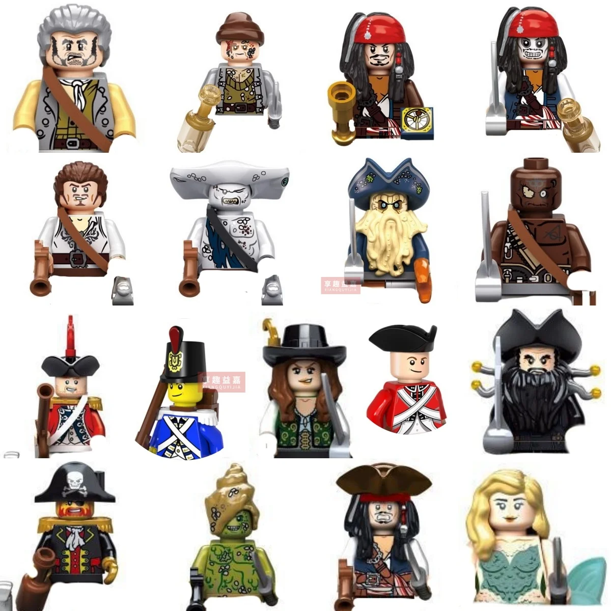 ตัวต่อฟิกเกอร์กัปตันแจ็ค โจนส์ ดาร์วี่ โจนส์ แบล็คเบียร์ด ของเล่นตัวต่อสำหรับเด็ก