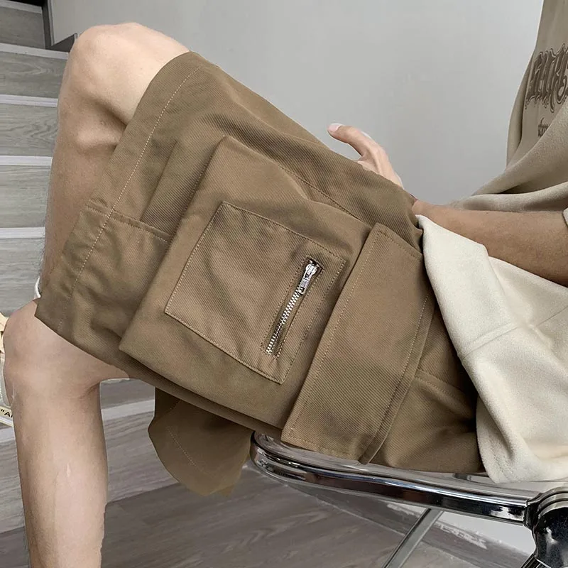 

American Retro Workwear orts Men Summer Functional Sle Large ket Casual Loose Straight Leg Five-Part Pants