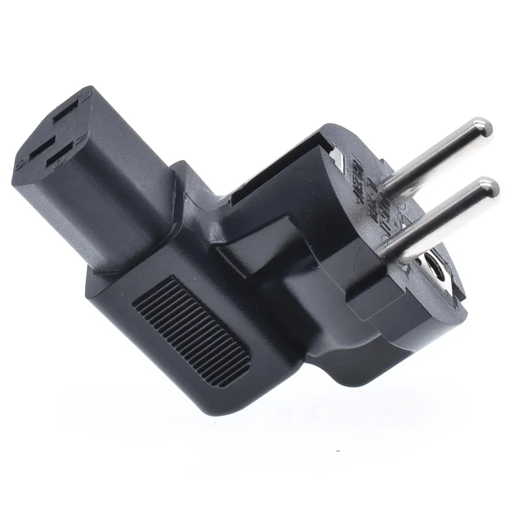 Angled C13 EU conversion plug 2 pins 4.8mm European Type F Adapter Plug to IEC C13  wire grounding converter for change plug