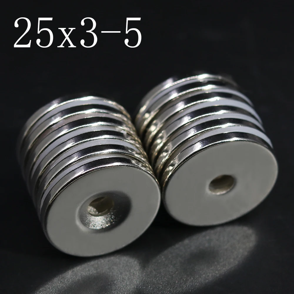 2/5/10/20Pcs 25x3-5 Neodymium Magnet 25mm x 3mm Hole 5mm NdFeB N35 Round Super Powerful Strong Permanent Magnetic imanes Disc