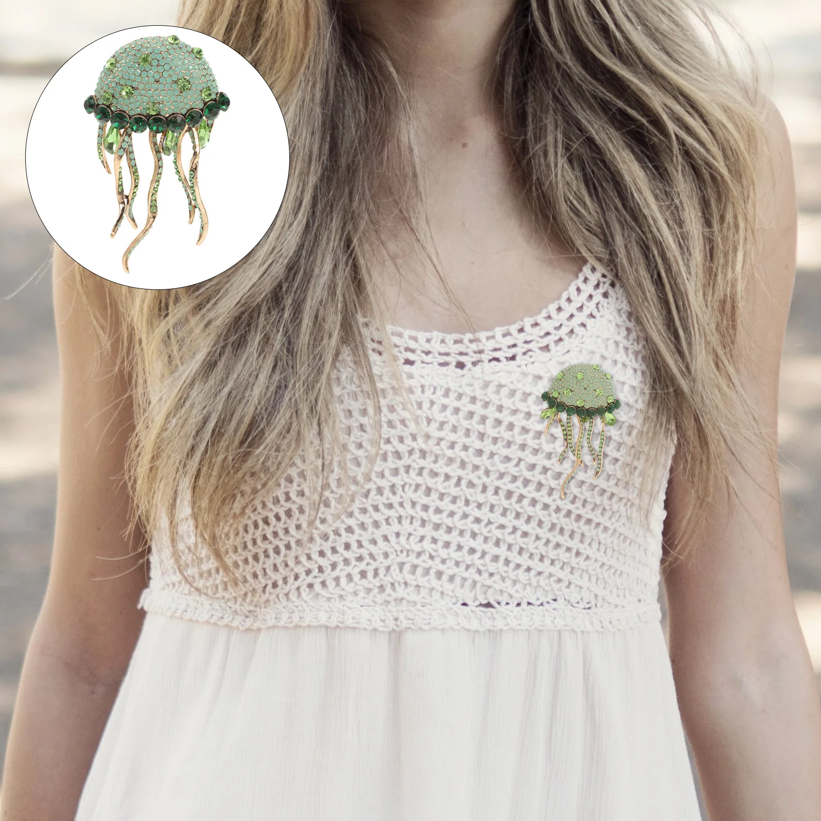 

Rhinestone Jellyfish Brooch Pin Unique Design Costume Jewelry Brooch for Women Dress Decoration Brooches and Pins for Women