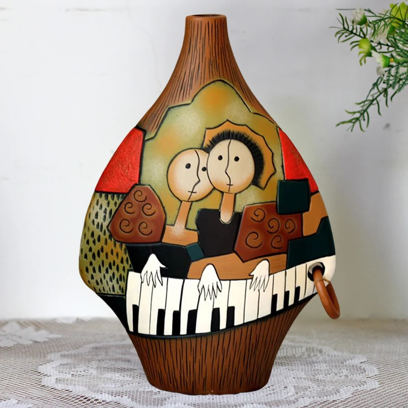 Creative Ceramic Vase Figurines Living Room Art Decoration Ornaments Modern Desktop Miniature Decoration Sculptures Funny Gifts