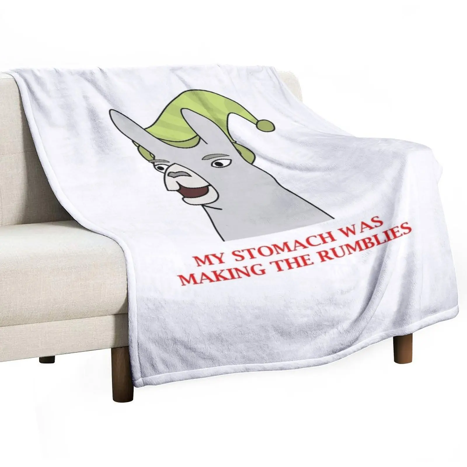

Llamas with Hats - My stomach was making the rumblies Throw Blanket Decorative Sofas Winter beds Cute warm winter Blankets